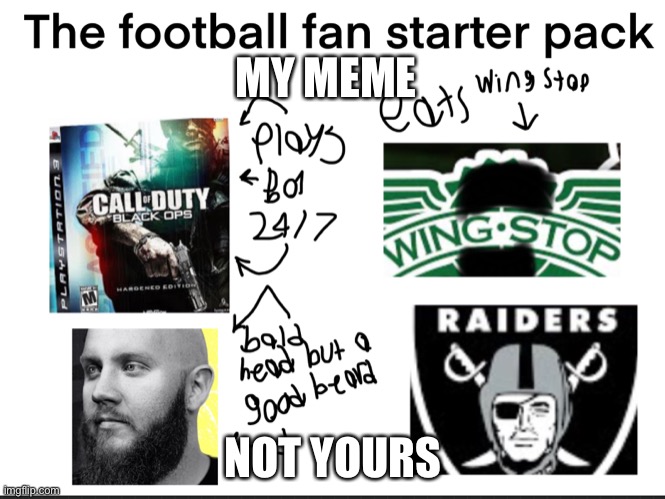 Football Fan Starter Pack | MY MEME; NOT YOURS | image tagged in football,bo1 | made w/ Imgflip meme maker