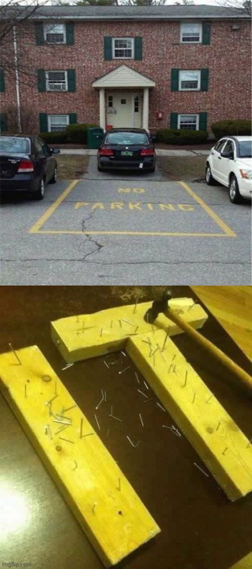 Nailed it: Car isn't parking on the "No Parking" sign. | image tagged in nailed it,memes,meme,cars,car,parking | made w/ Imgflip meme maker
