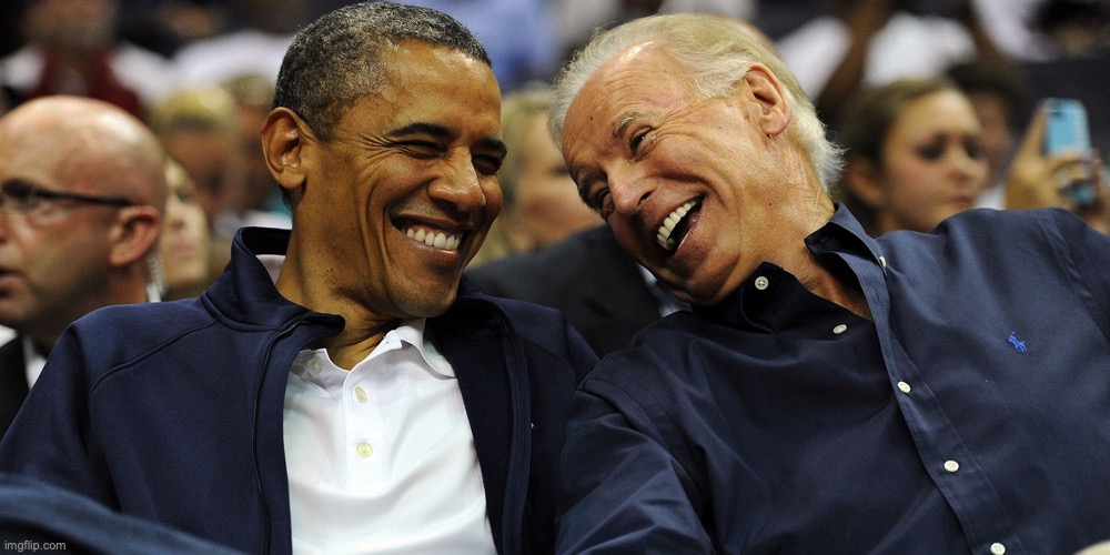 Obama & Biden laughing | image tagged in obama biden laughing | made w/ Imgflip meme maker