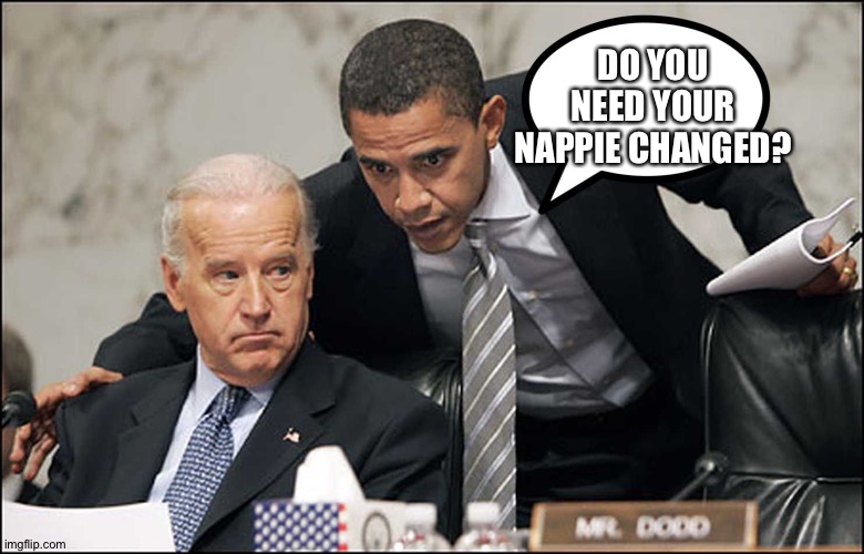 Obama Biden | DO YOU NEED YOUR NAPPIE CHANGED? | image tagged in obama biden | made w/ Imgflip meme maker