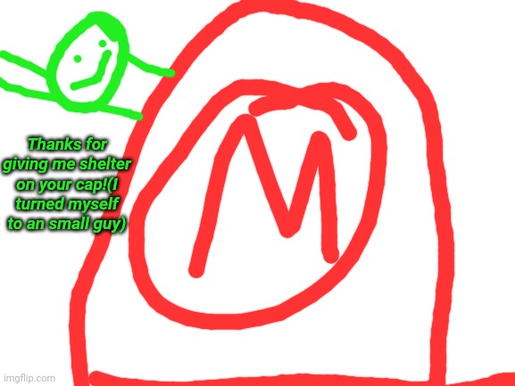 Blank White Template | Thanks for giving me shelter on your cap!(I turned myself to an small guy) | image tagged in blank white template | made w/ Imgflip meme maker