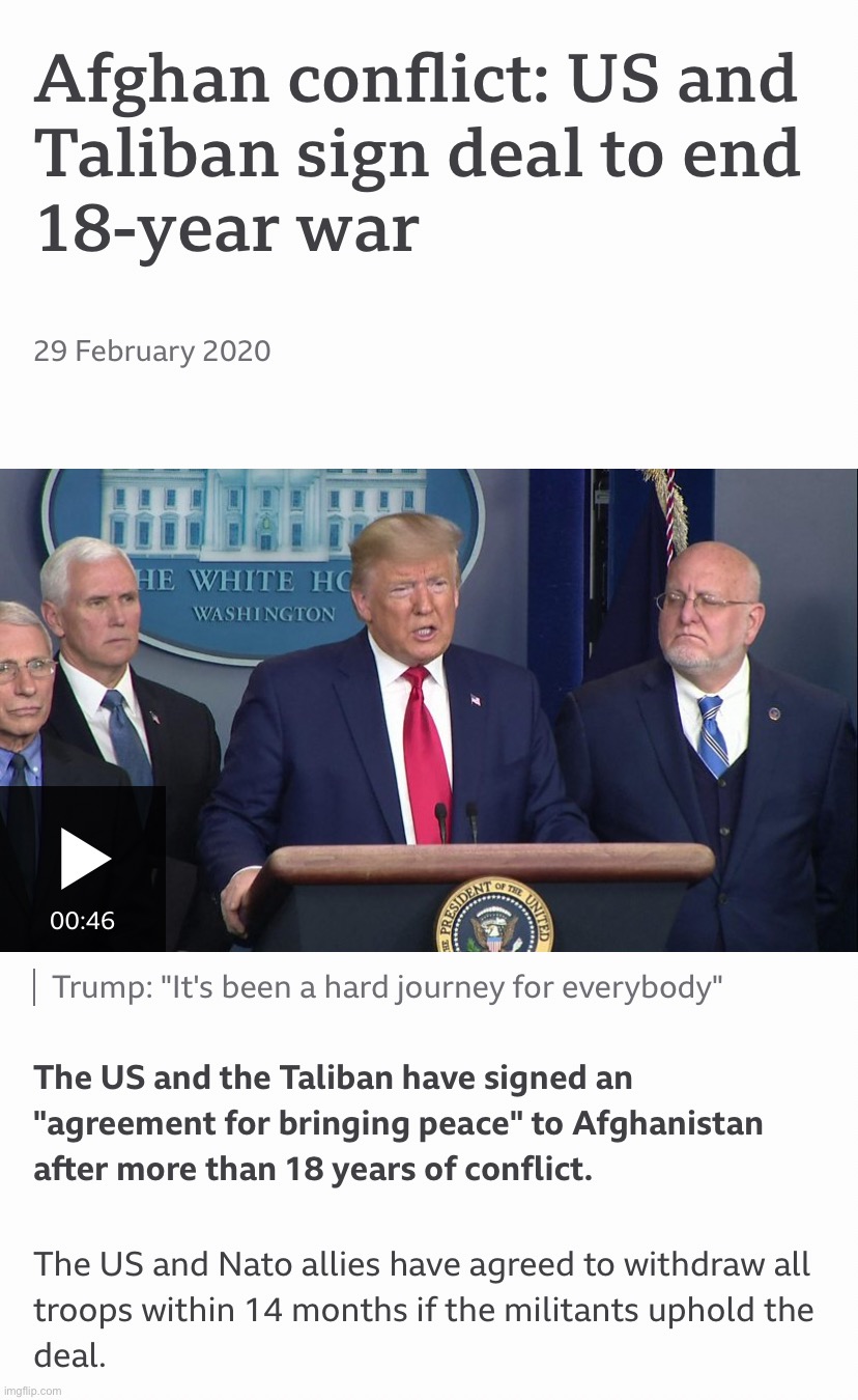 High Quality Trump Afghanistan peace deal Blank Meme Template