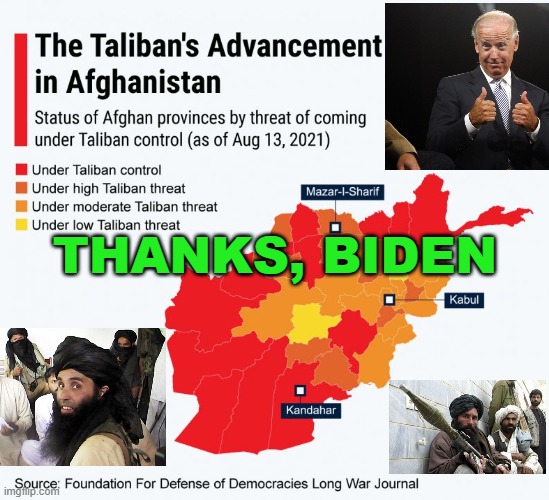 Thanks, Biden | THANKS, BIDEN | image tagged in taliban advance | made w/ Imgflip meme maker