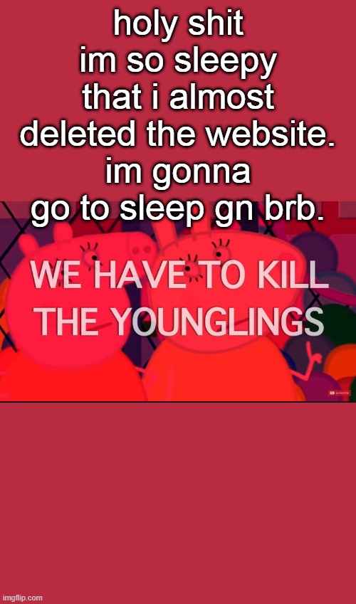 we have to kill the younglings | holy shit im so sleepy that i almost deleted the website. im gonna go to sleep gn brb. | image tagged in we have to kill the younglings | made w/ Imgflip meme maker