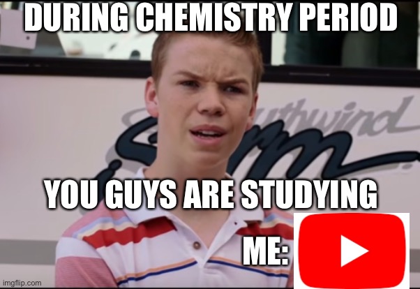 Chemistry sucks | DURING CHEMISTRY PERIOD; YOU GUYS ARE STUDYING; ME: | image tagged in you guys are getting paid | made w/ Imgflip meme maker