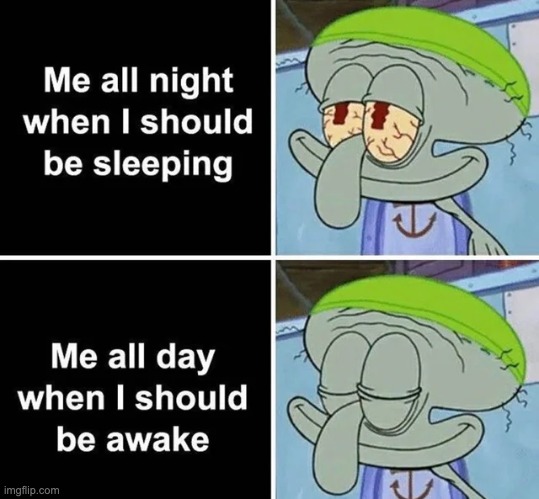 image tagged in squidward,tired,wake up | made w/ Imgflip meme maker