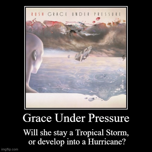 Will Tropical Storm Grace's barometric pressures drop? | image tagged in funny,demotivationals,hurricane,storm,rush | made w/ Imgflip demotivational maker
