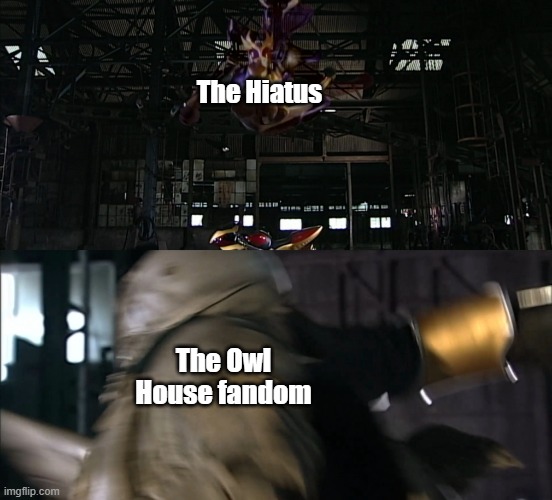 A Kick to the Face | The Hiatus; The Owl House fandom | image tagged in a kick to the face | made w/ Imgflip meme maker