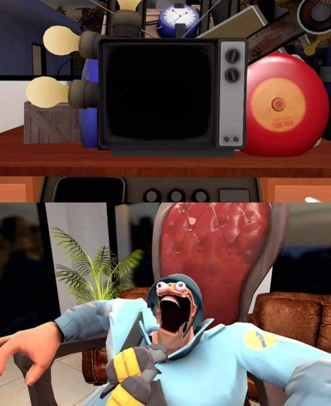 soldier suprised/scared/laughing Blank Meme Template