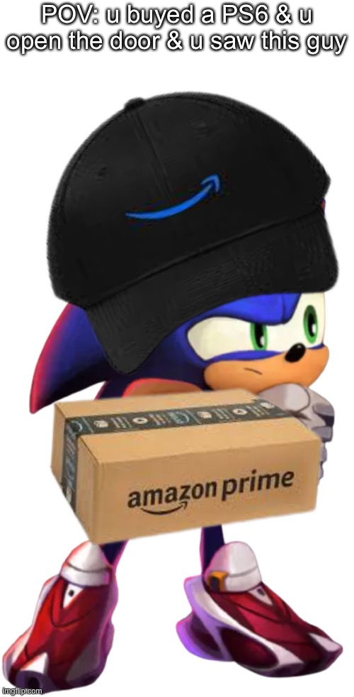 Sonic thinks (transparent) | POV: u buyed a PS6 & u open the door & u saw this guy | image tagged in sonic thinks transparent | made w/ Imgflip meme maker