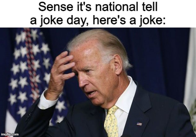 joke of the day | Sense it's national tell a joke day, here's a joke: | image tagged in joe biden worries,politics | made w/ Imgflip meme maker