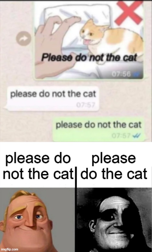 oh no, why did i think of that. | please do the cat; please do not the cat | image tagged in teacher's copy | made w/ Imgflip meme maker