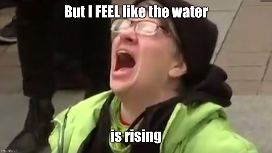 Screaming Liberal  | But I FEEL like the water is rising | image tagged in screaming liberal | made w/ Imgflip meme maker