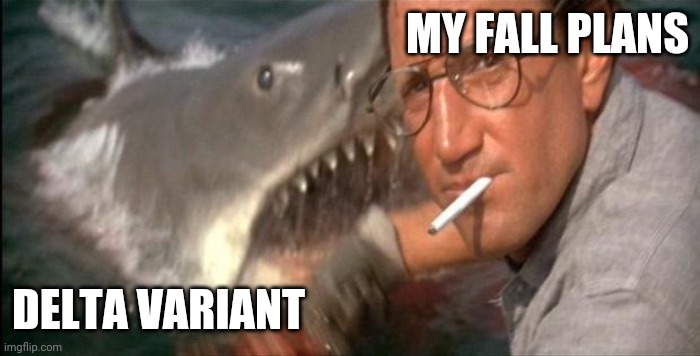 Delta Variant | MY FALL PLANS; DELTA VARIANT | image tagged in jaws | made w/ Imgflip meme maker