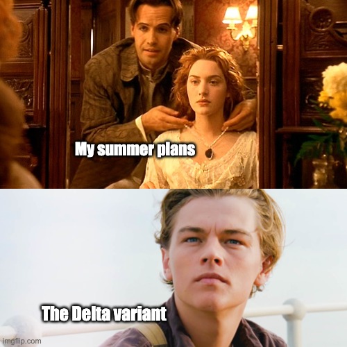 Here Comes Jack | My summer plans; The Delta variant | image tagged in titanic,titanic sinking,covid-19,delta | made w/ Imgflip meme maker