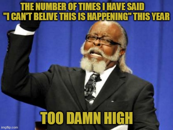 I Can't Believe I Had To Make This Meme | THE NUMBER OF TIMES I HAVE SAID      "I CAN'T BELIVE THIS IS HAPPENING" THIS YEAR; TOO DAMN HIGH | image tagged in memes,too damn high,biden,election 2020,joe biden,afghanistan | made w/ Imgflip meme maker