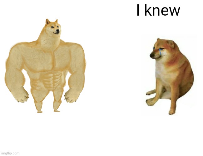 Buff Doge vs. Cheems Meme | I knew | image tagged in memes,buff doge vs cheems | made w/ Imgflip meme maker