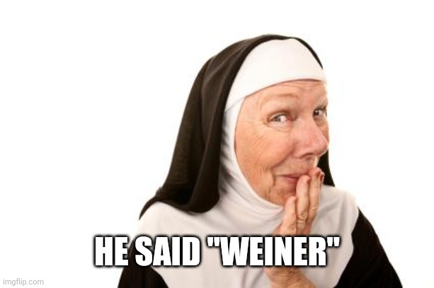 nun | HE SAID "WEINER" | image tagged in nun | made w/ Imgflip meme maker