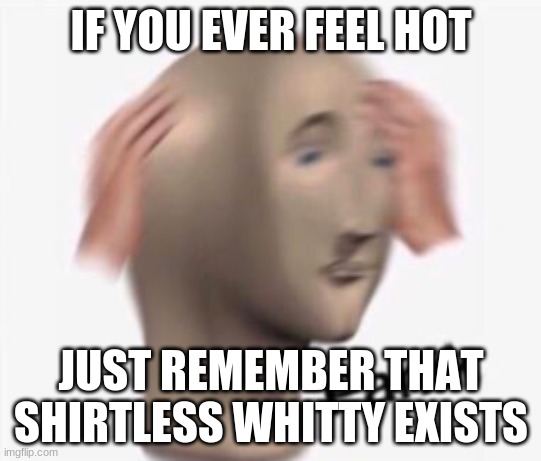jk i dont simp for whitty | IF YOU EVER FEEL HOT; JUST REMEMBER THAT SHIRTLESS WHITTY EXISTS | made w/ Imgflip meme maker
