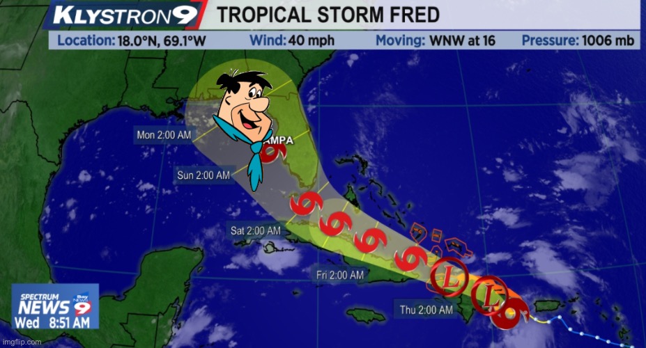 Hurricane Fred Flintstone | image tagged in funny | made w/ Imgflip meme maker