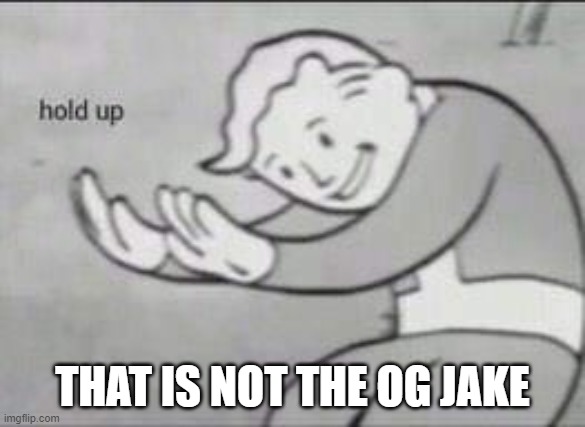 THAT IS NOT THE OG JAKE | image tagged in fallout hold up | made w/ Imgflip meme maker