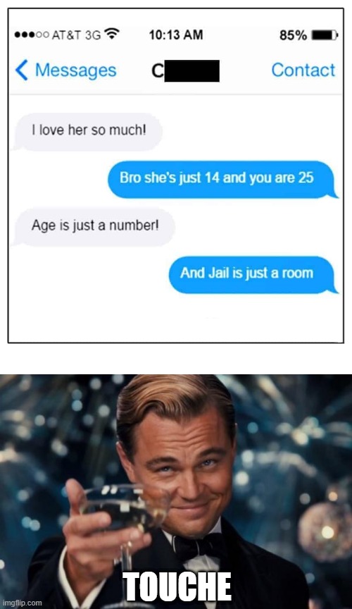 touche! | TOUCHE | image tagged in memes,leonardo dicaprio cheers | made w/ Imgflip meme maker