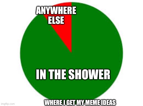 pie chart | WHERE I GET MY MEME IDEAS IN THE SHOWER ANYWHERE ELSE | image tagged in pie chart | made w/ Imgflip meme maker