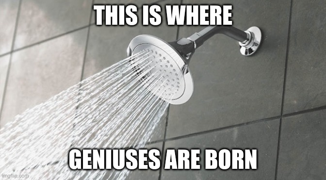 Shower Thoughts | THIS IS WHERE GENIUSES ARE BORN | image tagged in shower thoughts | made w/ Imgflip meme maker