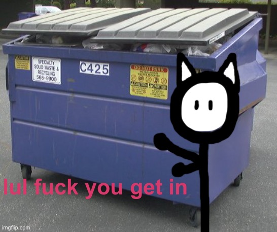 Dumpster | lul fuck you get in | image tagged in dumpster | made w/ Imgflip meme maker