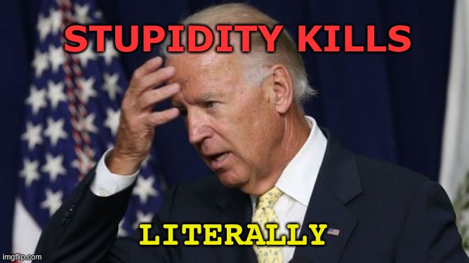 Blundering Biden! | STUPIDITY KILLS; LITERALLY | image tagged in stupid,dumbass,libtards,jackass,joe biden | made w/ Imgflip meme maker
