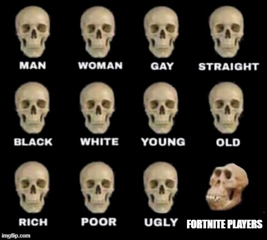 potato shuttle | FORTNITE PLAYERS | image tagged in idiot skull | made w/ Imgflip meme maker