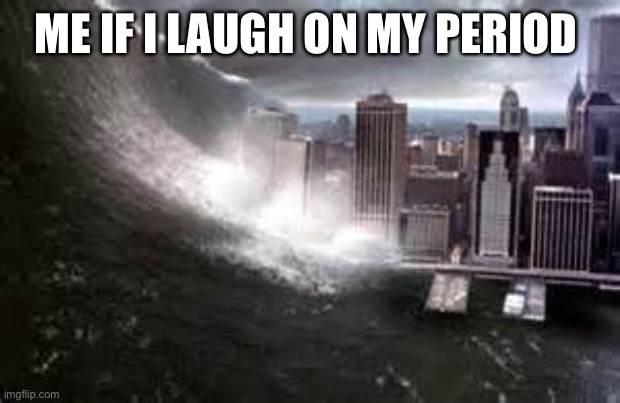 I’m back with period memes | ME IF I LAUGH ON MY PERIOD | image tagged in flood | made w/ Imgflip meme maker
