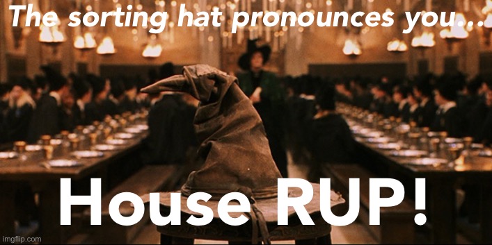 Harry Potter Sorting Hat | The sorting hat pronounces you… House RUP! | image tagged in harry potter sorting hat | made w/ Imgflip meme maker