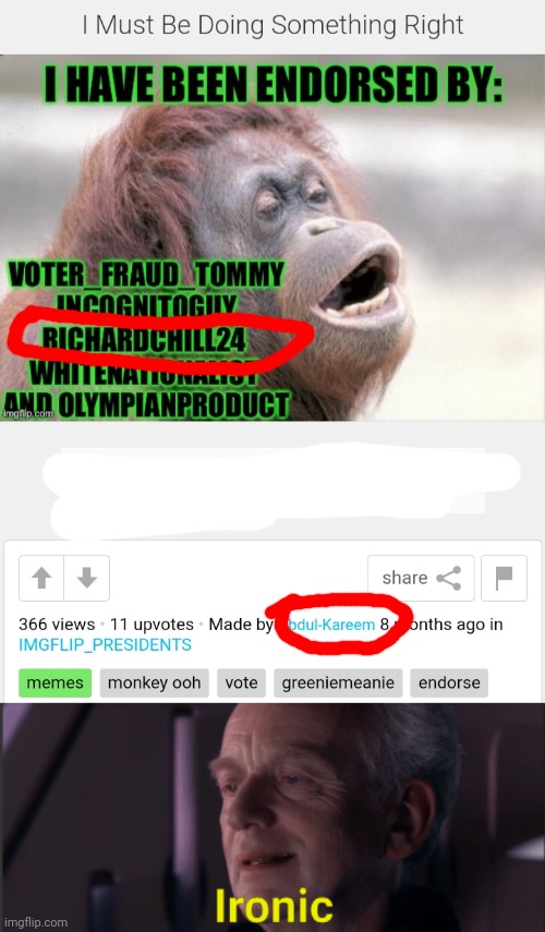 Thought I'd have another look at archives and found this. | image tagged in palpatine ironic text | made w/ Imgflip meme maker