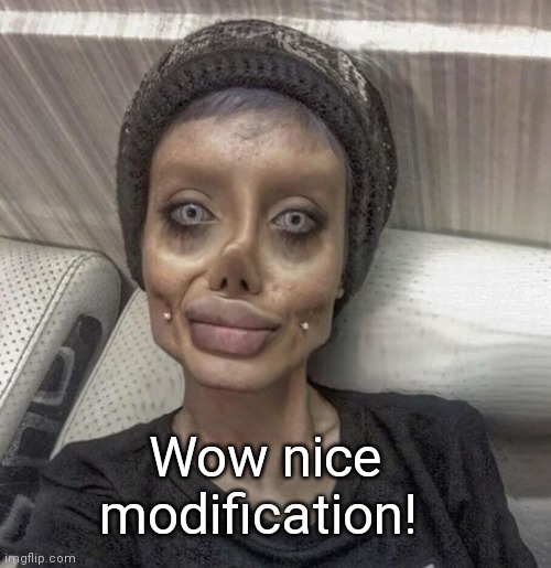 plastic surgery | Wow nice modification! | image tagged in plastic surgery | made w/ Imgflip meme maker