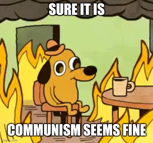 Its fine | SURE IT IS COMMUNISM SEEMS FINE | image tagged in its fine | made w/ Imgflip meme maker