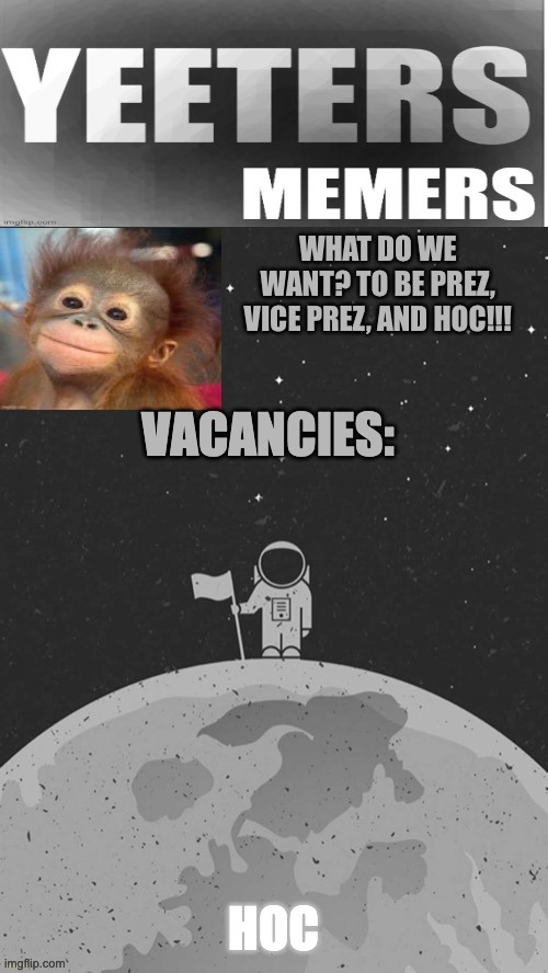  VACANCIES:; HOC | image tagged in eym announcement template | made w/ Imgflip meme maker