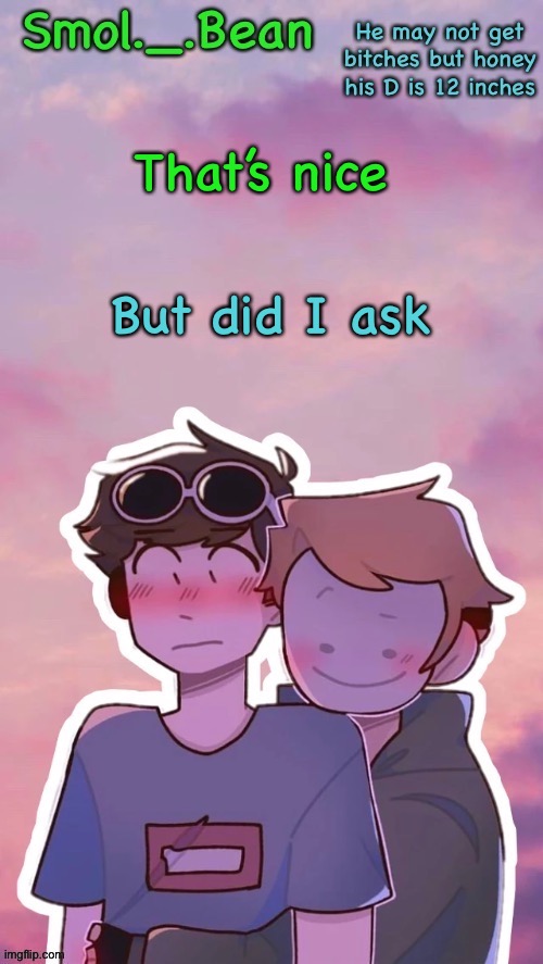 That’s nice But did I ask | image tagged in beans dnf temp cuz why the hell not | made w/ Imgflip meme maker