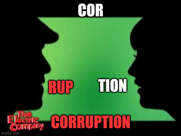 Electric company | COR CORRUPTION RUP TION | image tagged in electric company | made w/ Imgflip meme maker