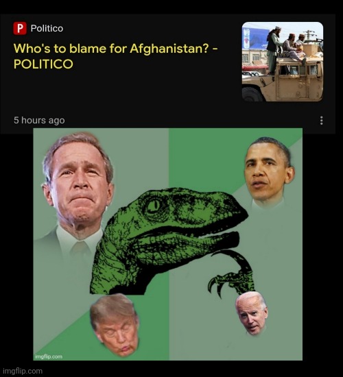 Blame Game | image tagged in bush,obama,trump,biden,aliens | made w/ Imgflip meme maker