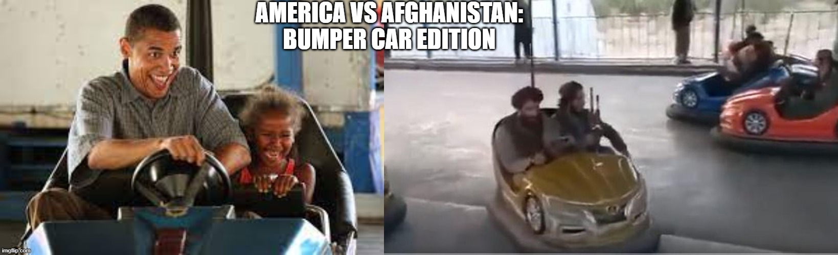 AMERICA VS LOLIBAN BUMPER CARS | AMERICA VS AFGHANISTAN: BUMPER CAR EDITION | image tagged in bumper cars,afghanistan,memes,india,funny,usa | made w/ Imgflip meme maker