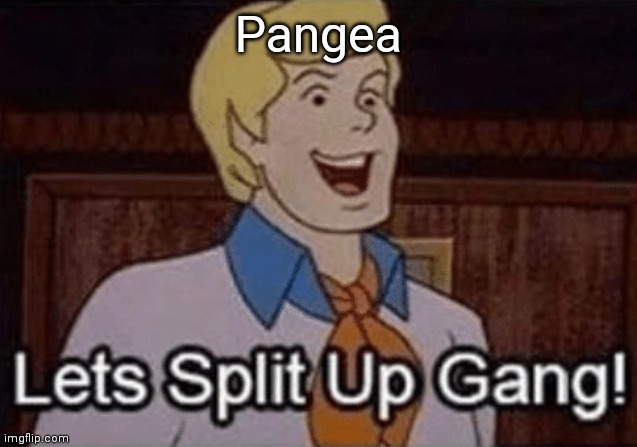 Pangea be like | Pangea | image tagged in let s split up hang | made w/ Imgflip meme maker