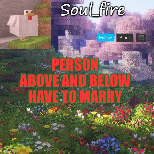 Soul_fires minecraft temp ty yachi | PERSON ABOVE AND BELOW HAVE TO MARRY | image tagged in soul_fires minecraft temp ty yachi | made w/ Imgflip meme maker