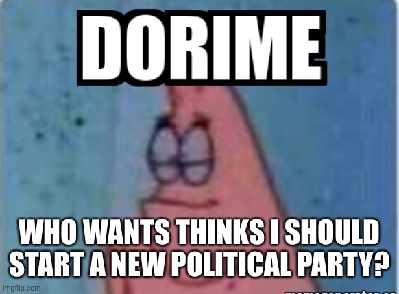Donut | WHO WANTS THINKS I SHOULD START A NEW POLITICAL PARTY? | image tagged in dorime | made w/ Imgflip meme maker