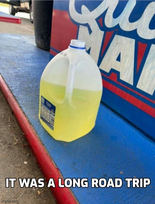 image tagged in urine,road trip,voyage,piss,pee,gallon | made w/ Imgflip meme maker