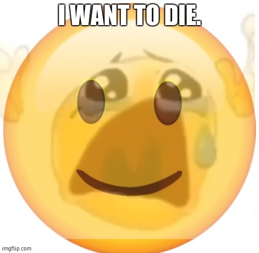 happy emoji on the outside, but crying on the inside | I WANT TO DIE. | image tagged in happy emoji on the outside but crying on the inside | made w/ Imgflip meme maker