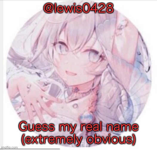 lewis0428 announcement temp 2 | @lewis0428; Guess my real name (extremely obvious) | image tagged in lewis0428 announcement temp 2 | made w/ Imgflip meme maker