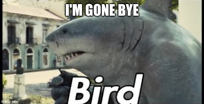 King shark bird | I'M GONE BYE | image tagged in king shark bird | made w/ Imgflip meme maker