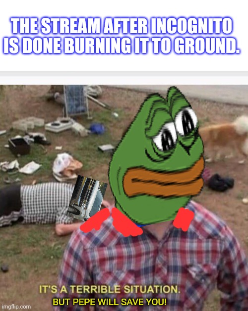 Trailer Park Pepes | THE STREAM AFTER INCOGNITO IS DONE BURNING IT TO GROUND. BUT PEPE WILL SAVE YOU! | image tagged in trailer park boys,pepe the frog,vote,pepe,party | made w/ Imgflip meme maker