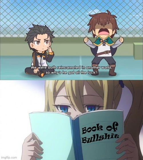 Book of doubt | image tagged in love is war,konosuba,re zero,anime | made w/ Imgflip meme maker